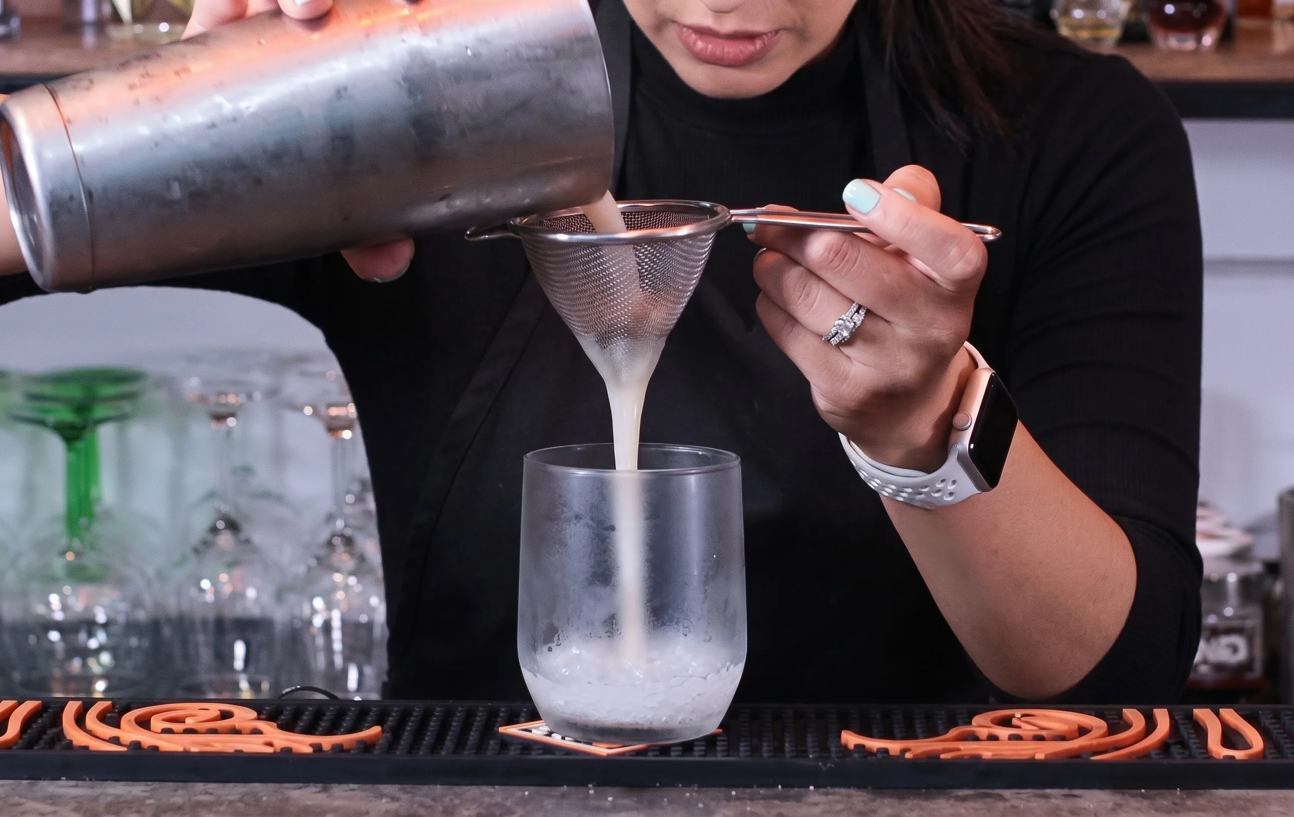 Step 4: Double Straining & The Angostura Crown