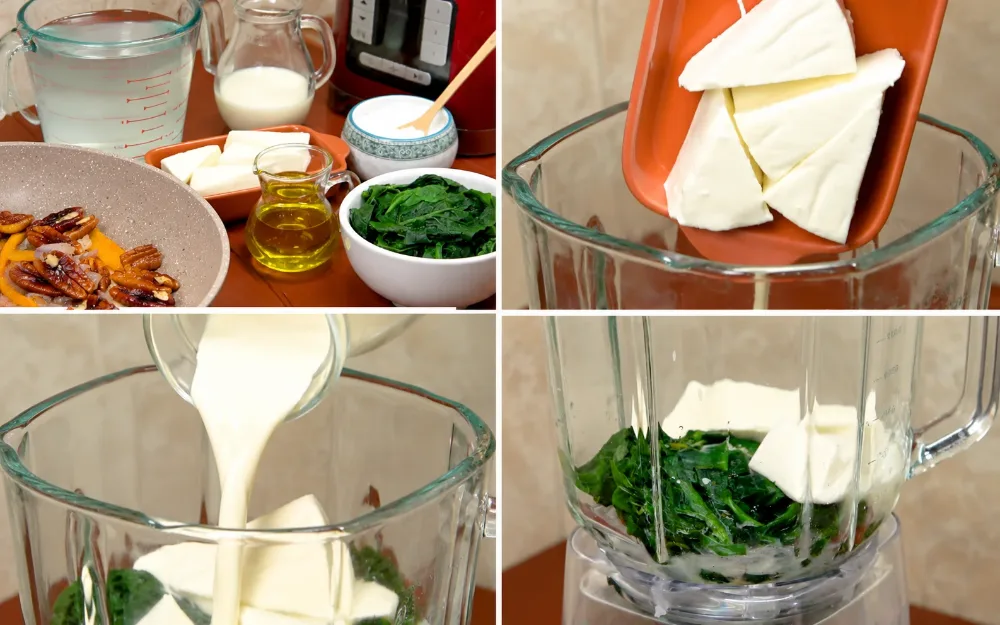 Step 3: Blending with Queso Fresco & Evaporated Milk