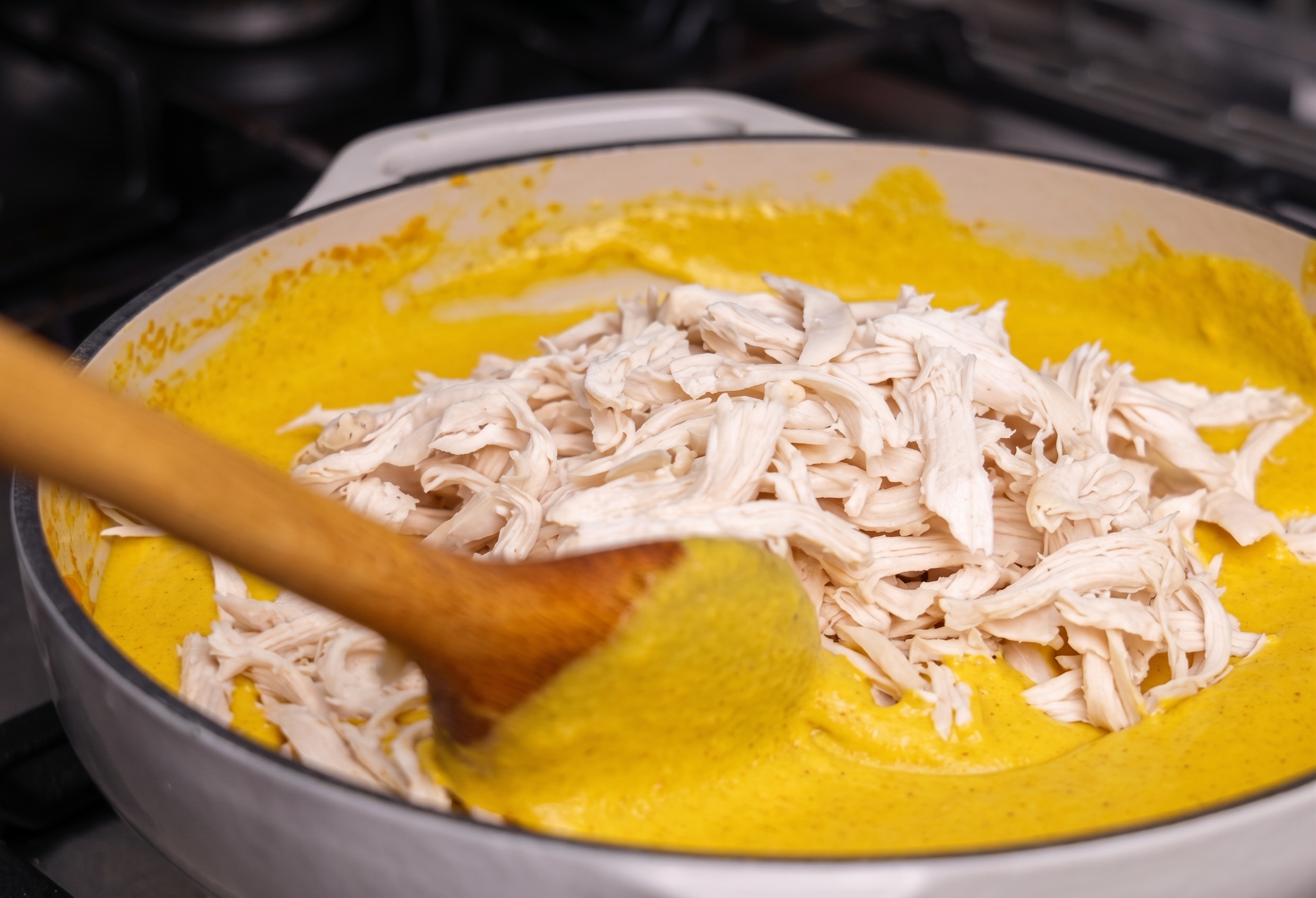 Step 4: Simmering with Chicken & Parmesan Cheese