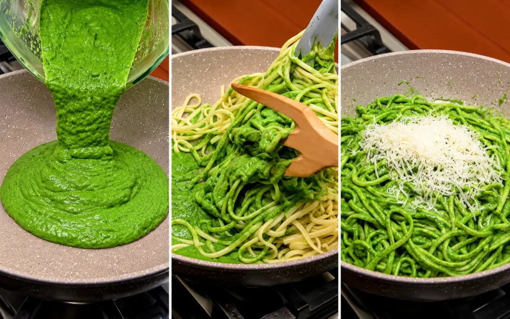 Step 4: Emulsifying with Al Dente Linguine