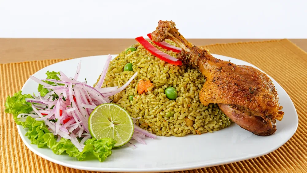 Traditional Arroz con Pato a la Chiclayana (Peruvian Cilantro Duck Rice) Authentic Peruvian Traditional Arroz con Pato a la Chiclayana (Peruvian Cilantro Duck Rice) - Traditional Homemade Recipe
